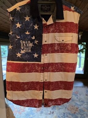 Custom Cody James Men's Sleeveless American Flag Button-Down
